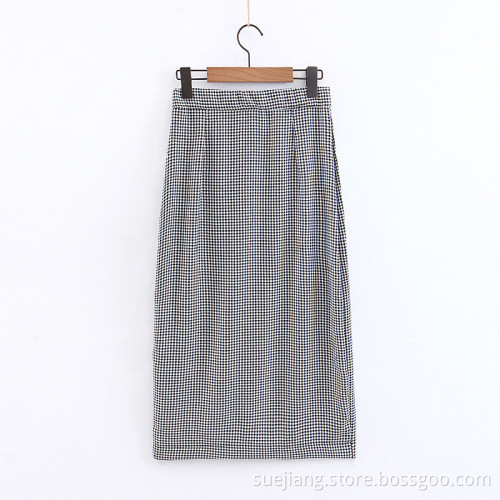 Plaid Decorative Medium-Length Skirt